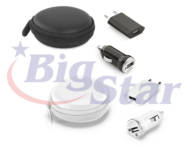 Kit com Adaptadores USB para tomada e veicular BIG 1082 A